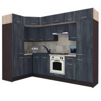 Bucatarie de Colt BIG GENA NEW DR. 150-290, Wenge / Decor 8509
